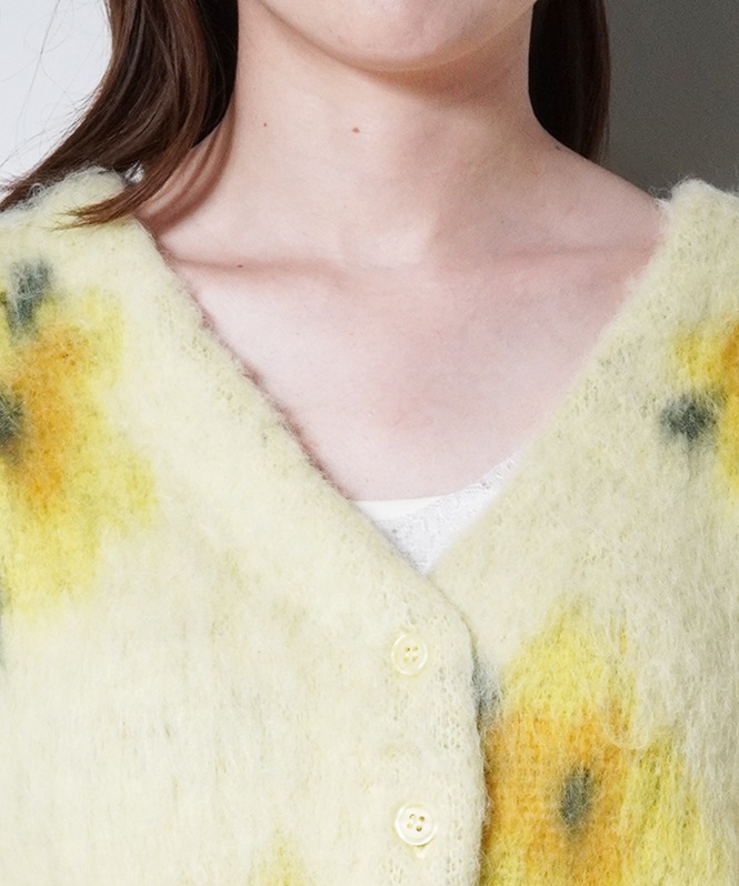 モヘアニットフラワーカーディガン