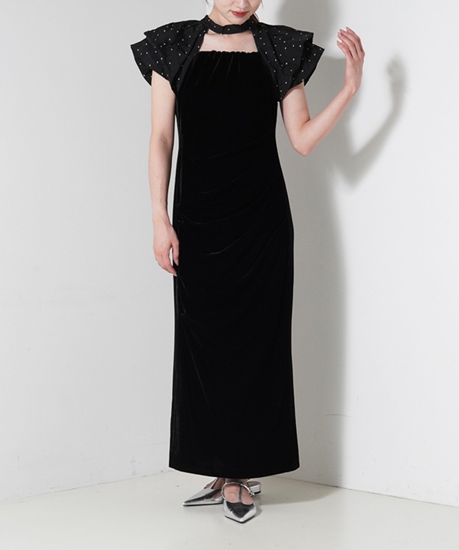 drape velour dress(dot) | DRESS,DRESS | ROOM903 online