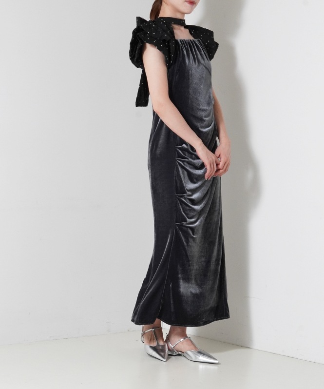 drape velour dress(dot) | DRESS,DRESS | ROOM903 online