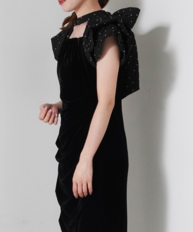 drape velour dress(dot) | DRESS,DRESS | ROOM903 online