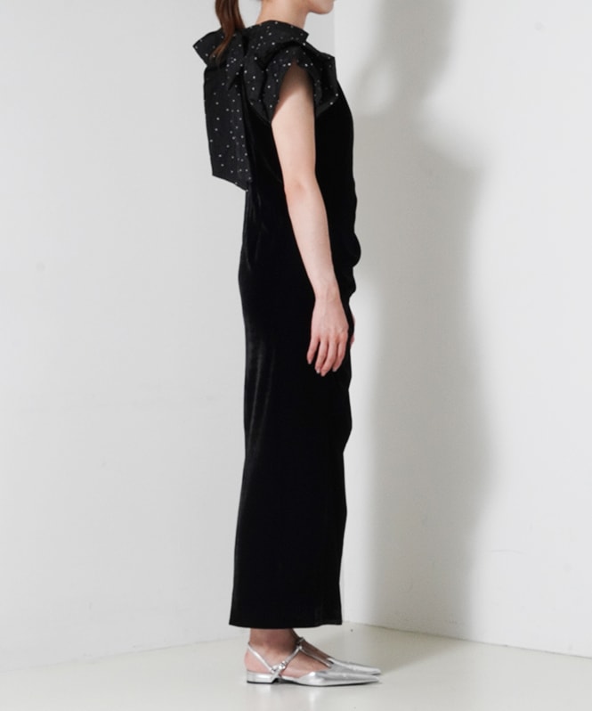 drape velour dress(dot)