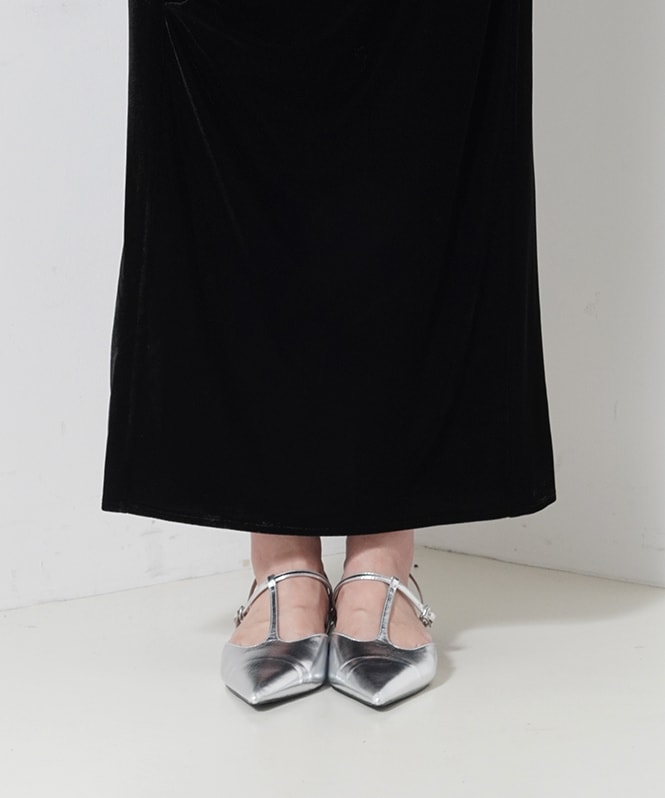 drape velour dress(dot)