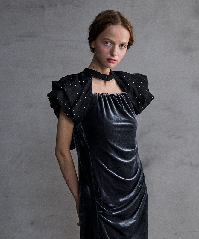 drape velour dress(dot) | DRESS,DRESS | ROOM903 online
