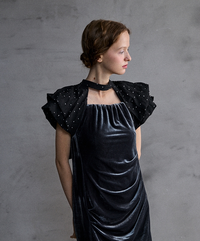 drape velour dress(dot) | DRESS,DRESS | ROOM903 online