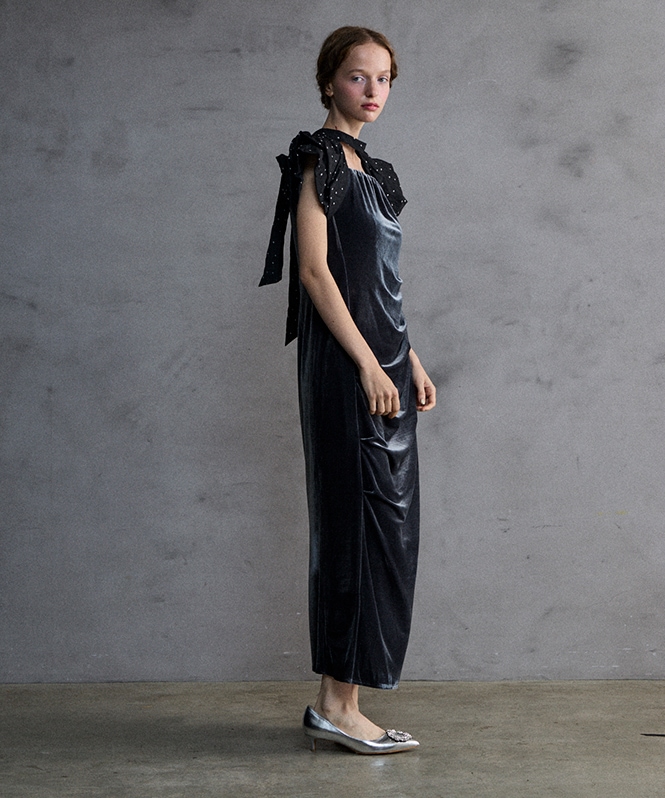 drape velour dress(dot) | DRESS,DRESS | ROOM903 online