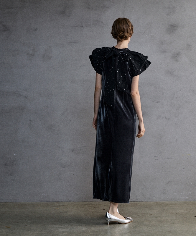 drape velour dress(dot) | DRESS,DRESS | ROOM903 online