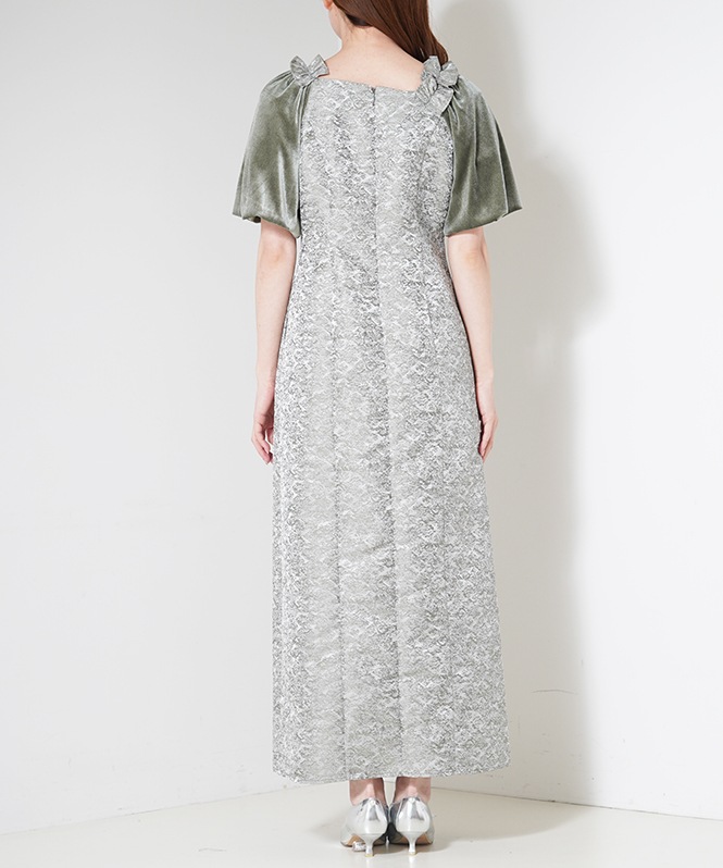 Puff-sleeve Jacquard Dress
