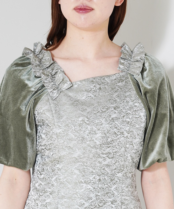 Puff-sleeve Jacquard Dress