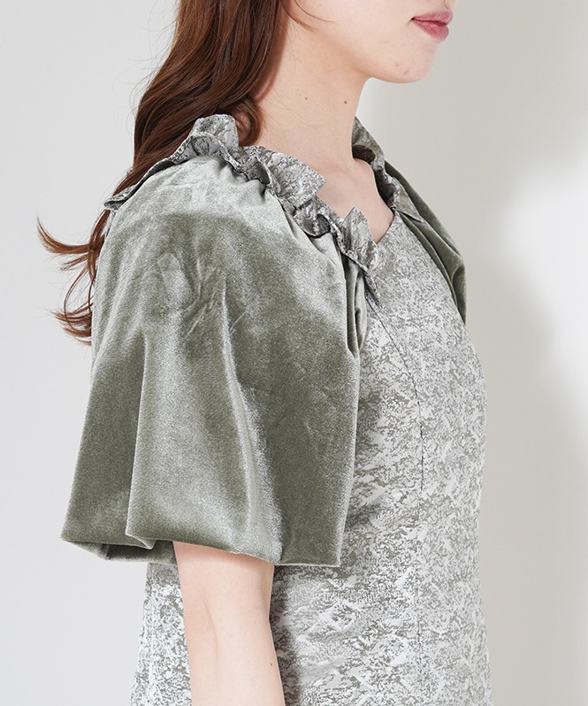 Puff-sleeve Jacquard Dress