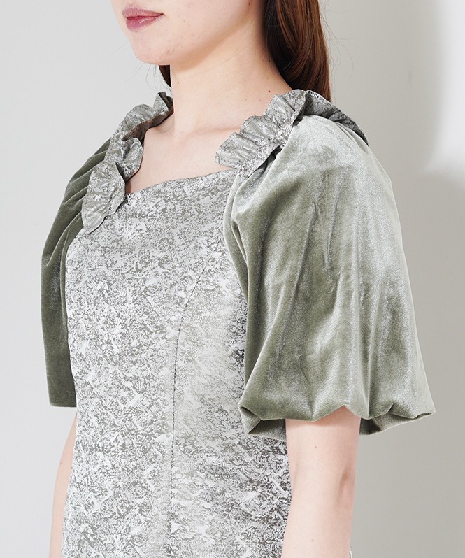 Puff-sleeve Jacquard Dress