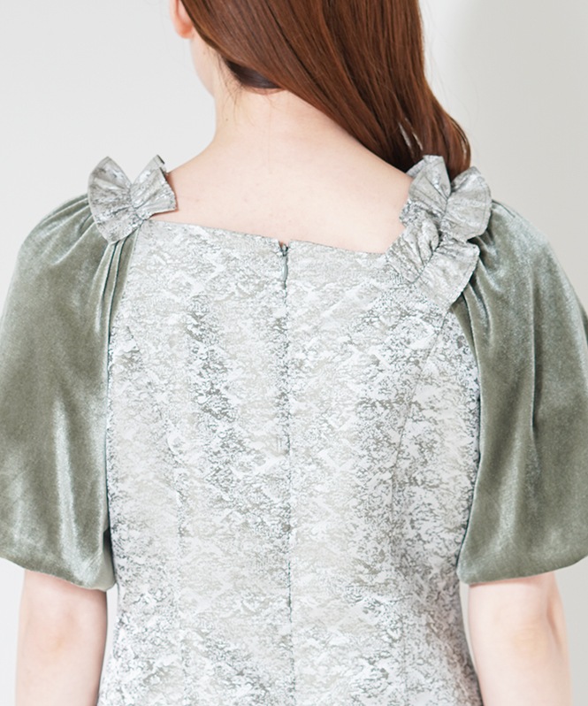 Puff-sleeve Jacquard Dress