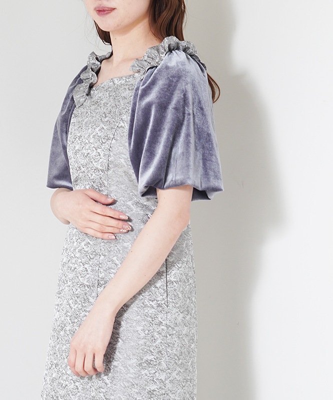 Puff-sleeve Jacquard Dress