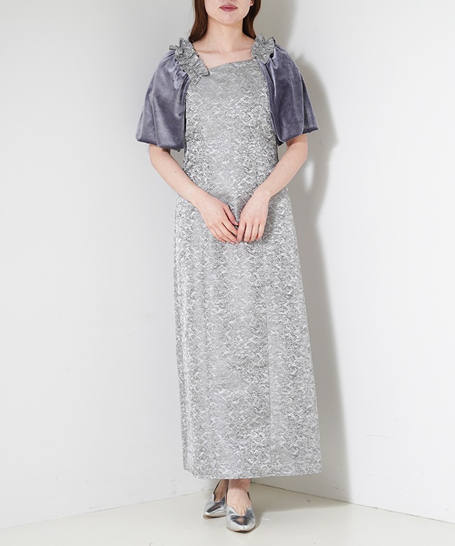 Puff-sleeve Jacquard Dress