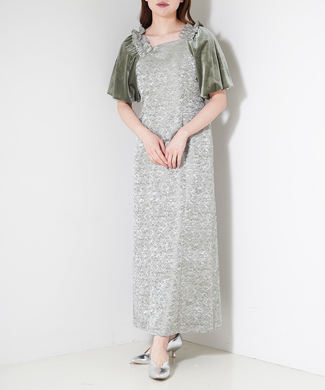 Puff-sleeve Jacquard Dress