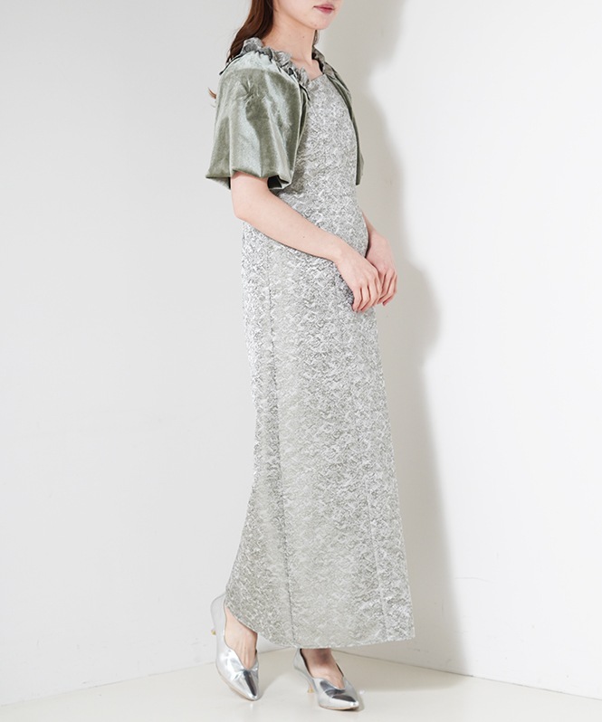 Puff-sleeve Jacquard Dress