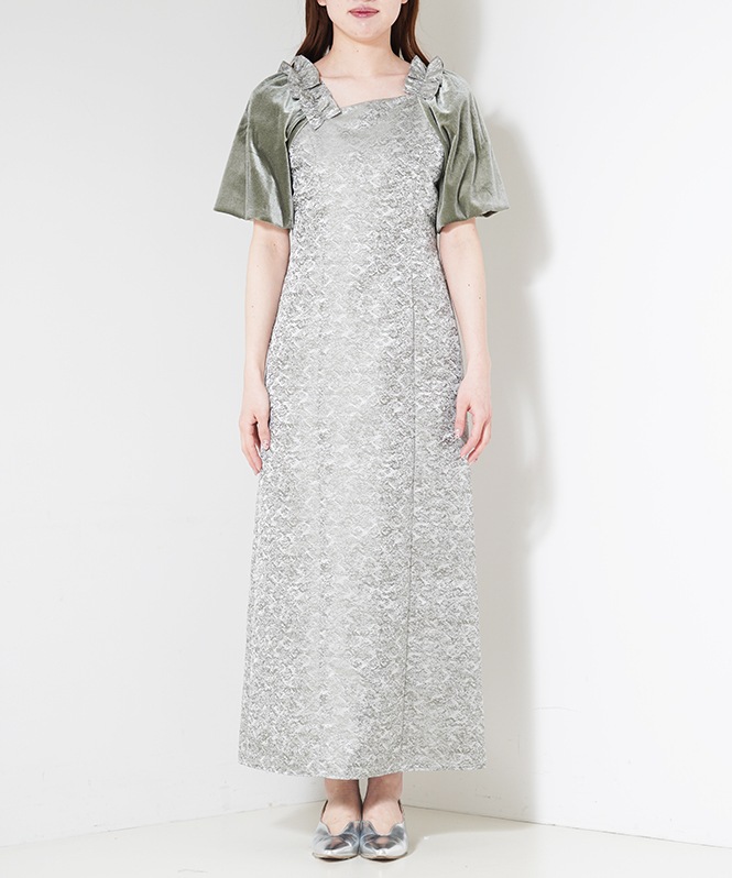 Puff-sleeve Jacquard Dress