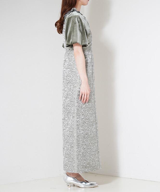 Puff-sleeve Jacquard Dress