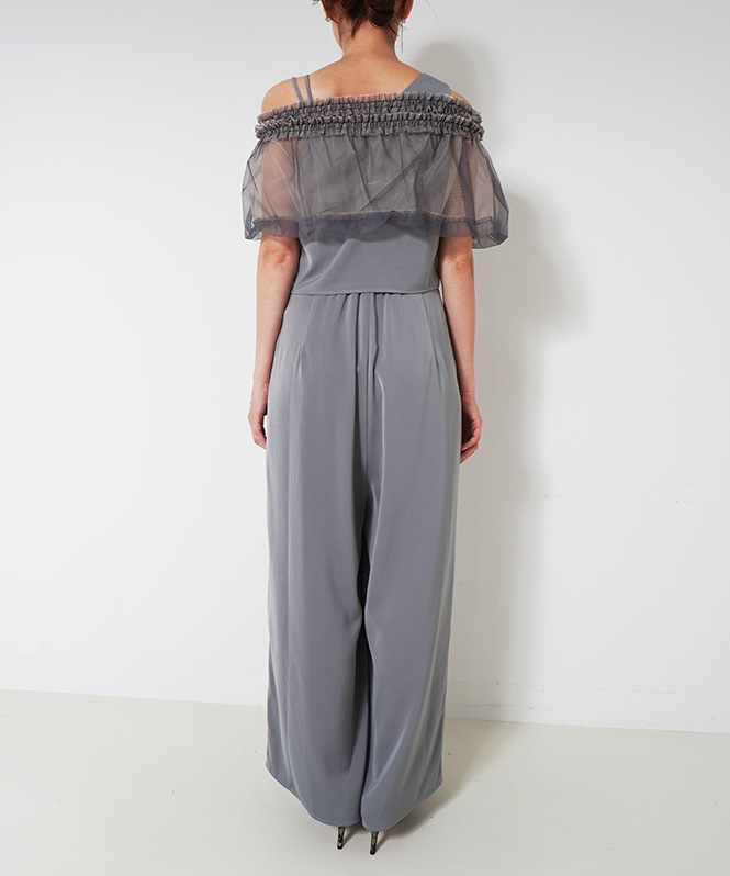 Cotton race souffle sleeve dress■