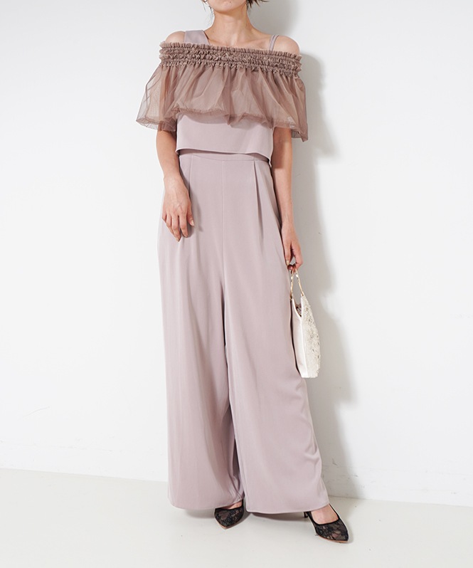 Cotton race souffle sleeve dress■