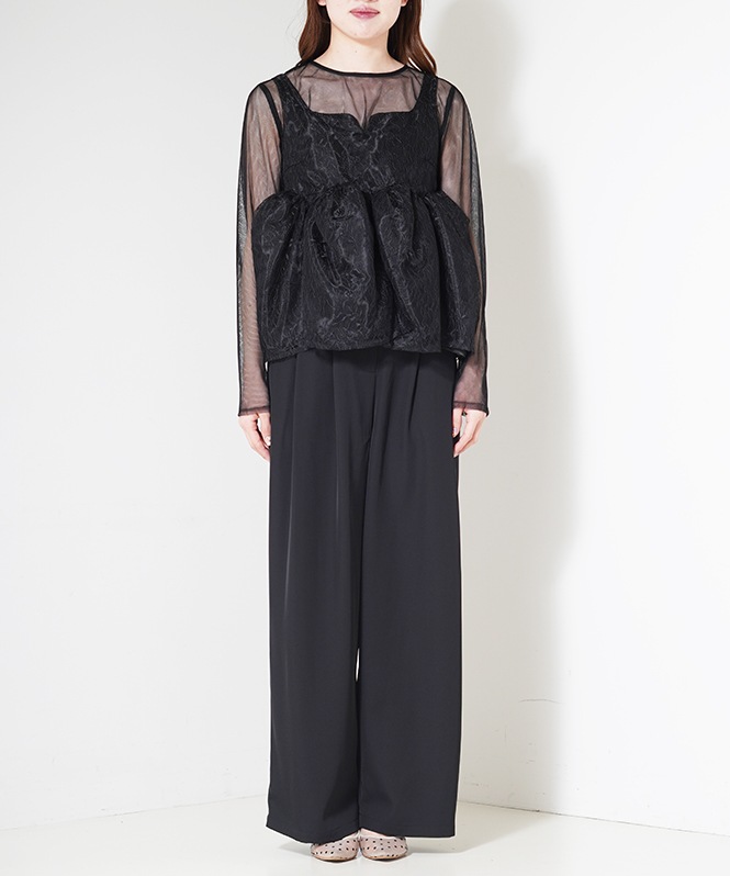 Sheer Peplum Overlay Top&Pants | DRESS,DRESS | ROOM903 online