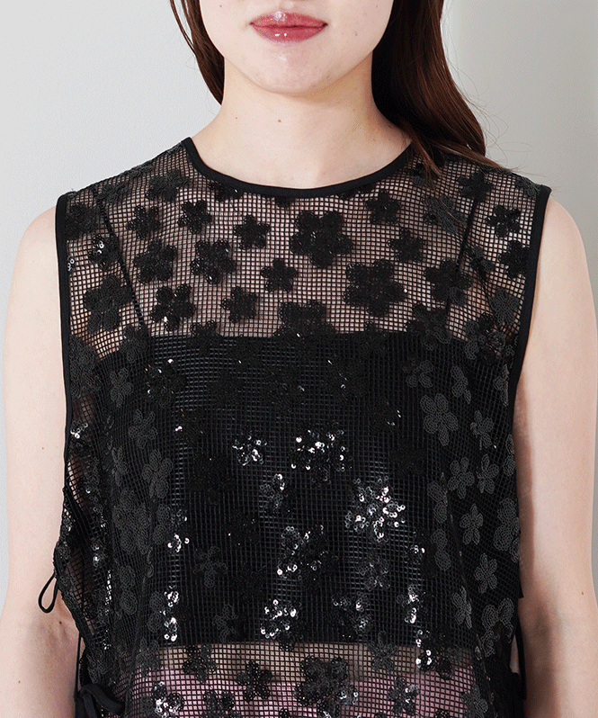 大きい割引 ribbon side Spangle DONNA TORRAZZO vest TOPS,キャミソール | トップス