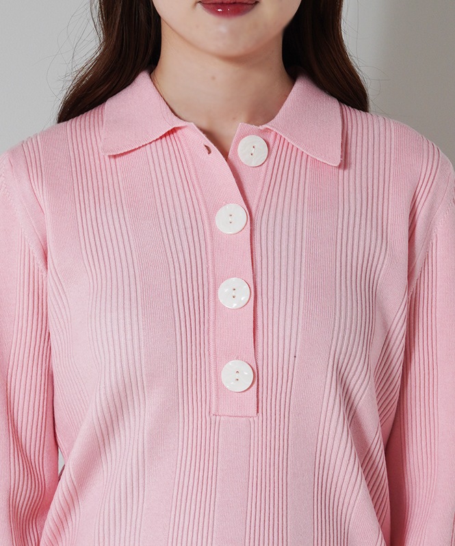 Rib Knit Polo Shirt | TOPS,ニット | ROOM903 online