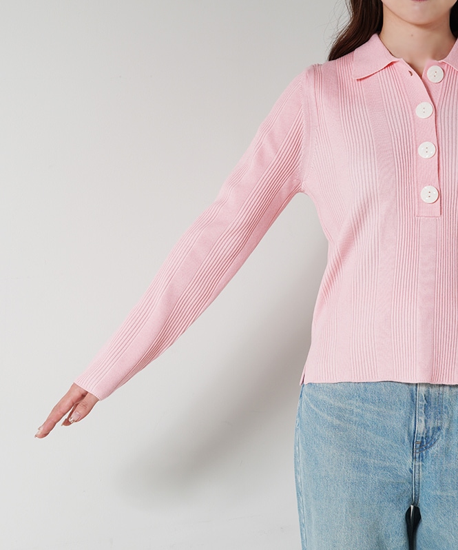 Rib Knit Polo Shirt | TOPS,ニット | ROOM903 online