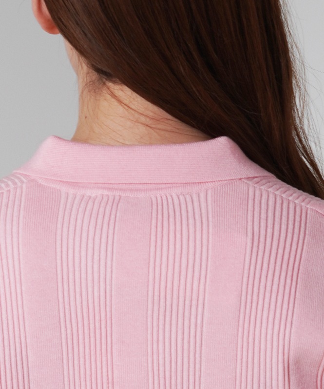 Rib Knit Polo Shirt