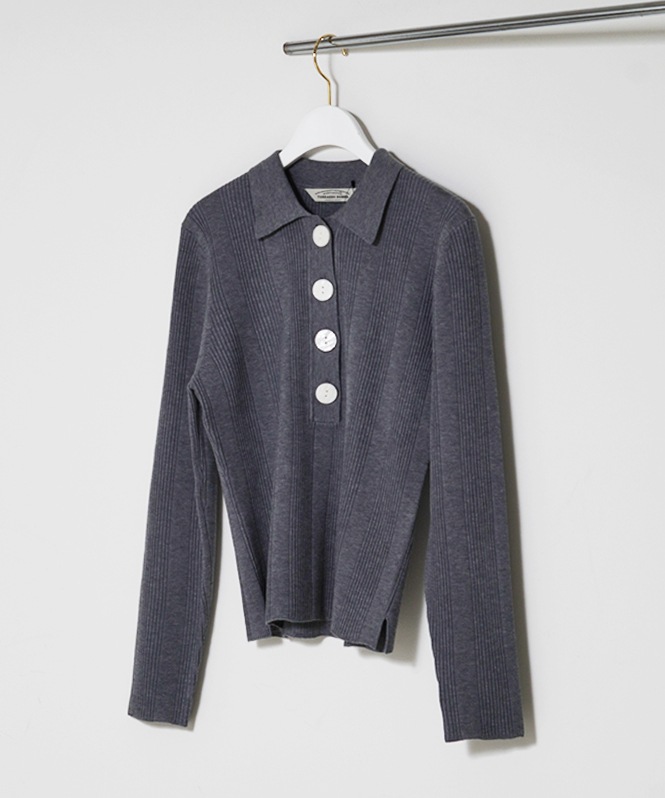 Rib Knit Polo Shirt