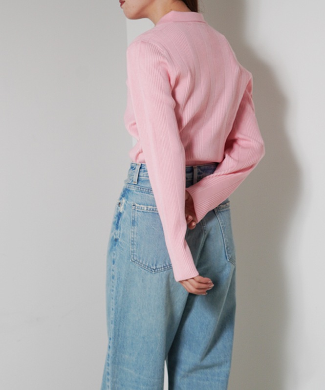 Rib Knit Polo Shirt | TOPS,ニット | ROOM903 online