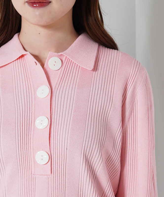 Rib Knit Polo Shirt | TOPS,ニット | ROOM903 online
