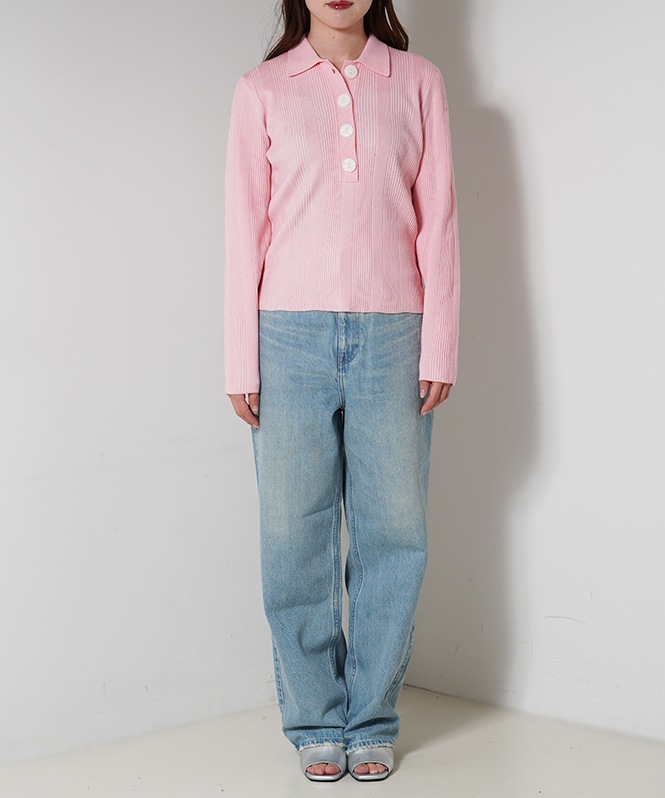 Rib Knit Polo Shirt
