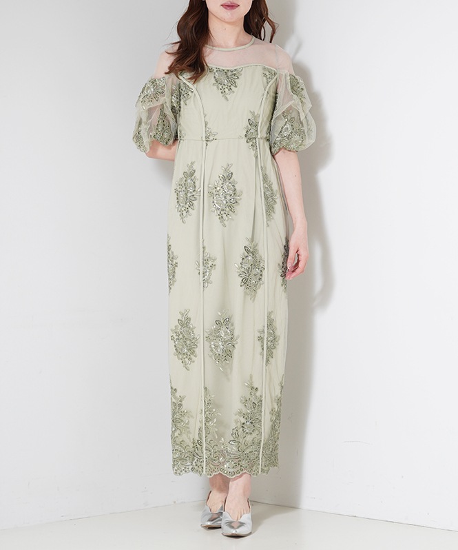 Embroidered sheer dress