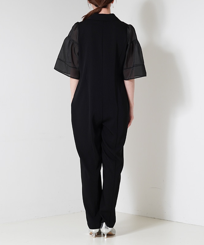 値下げ　新品　LE’RURE Bell sleeve rompers パンツ 新品 LE'RURE Bell sleeve rompers パンツドレス 紺 - メルカリ