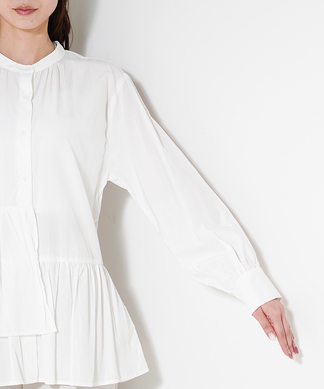 アシメフリルデザインブラウス