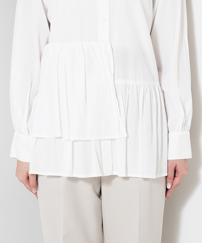 アシメフリルデザインブラウス