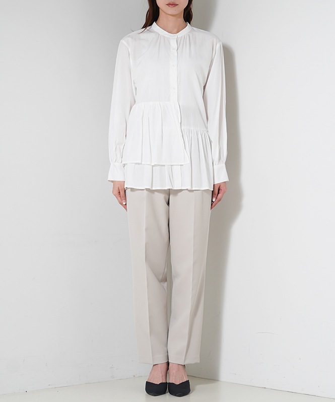 アシメフリルデザインブラウス