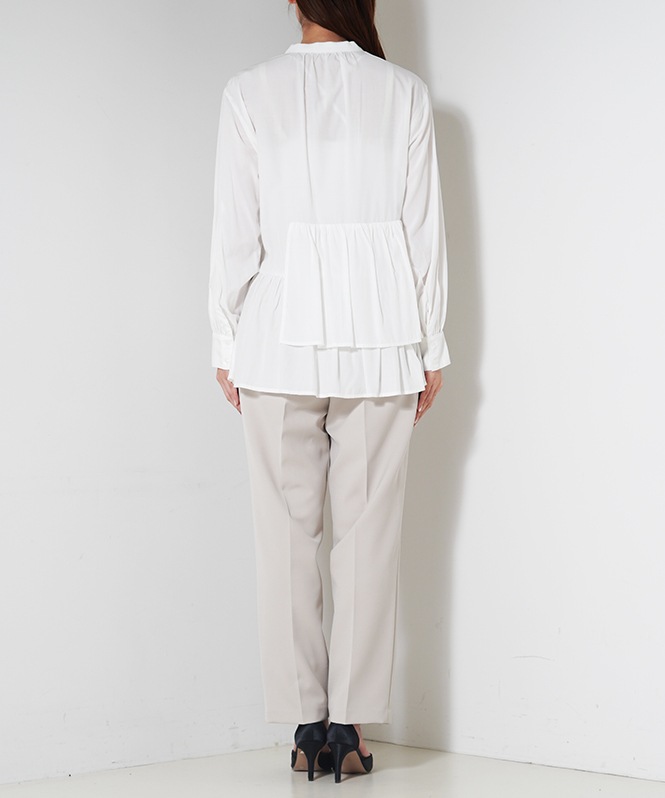 アシメフリルデザインブラウス