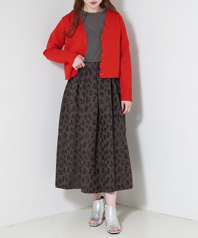 レオパードジャガードタックスカート | SKIRT,フレアスカート