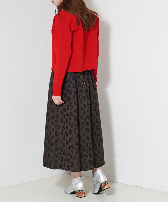 Drawer ドゥロワー レオパード ジャガード タック スカート レオパードジャガードタックスカート | SKIRT,フレアスカート