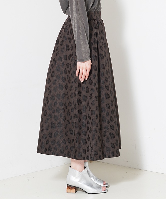 レオパードジャガードタックスカート | SKIRT,フレアスカート