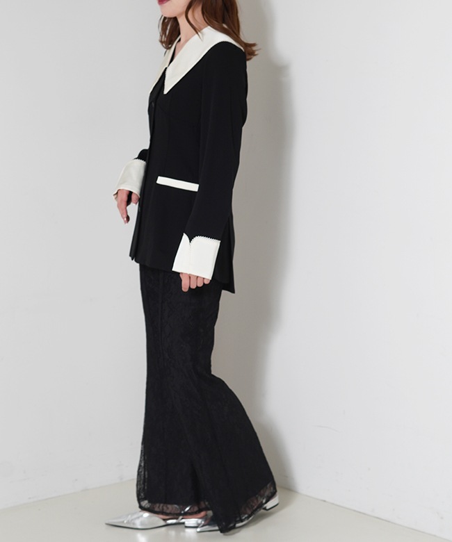 contrast collar set up dress