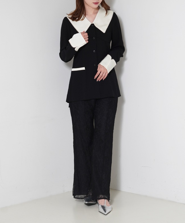 contrast collar set up dress