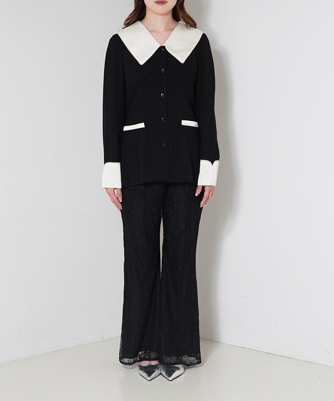 contrast collar set up dress