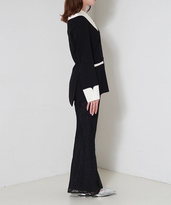 contrast collar set up dress