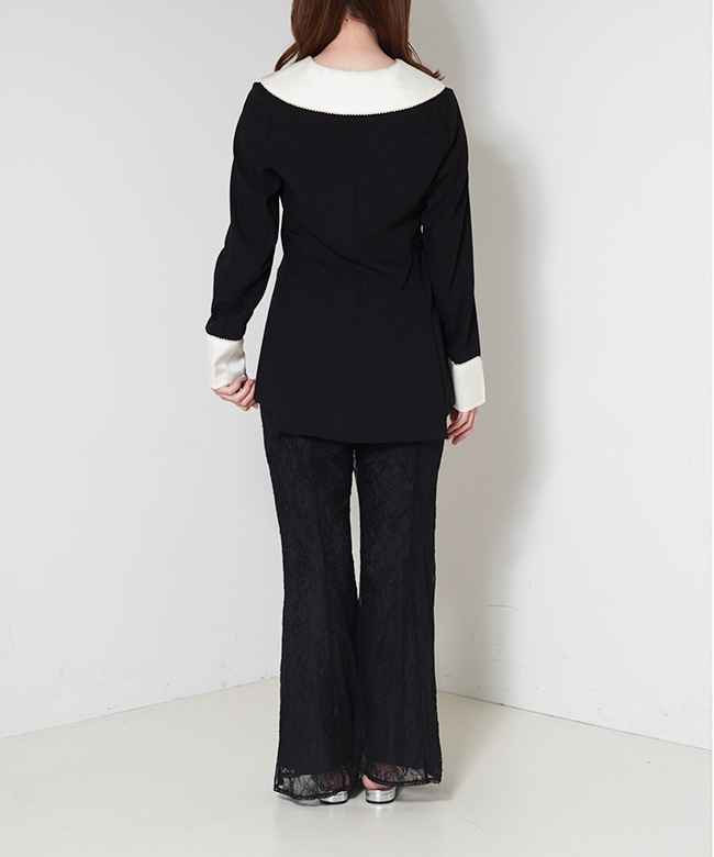 contrast collar set up dress