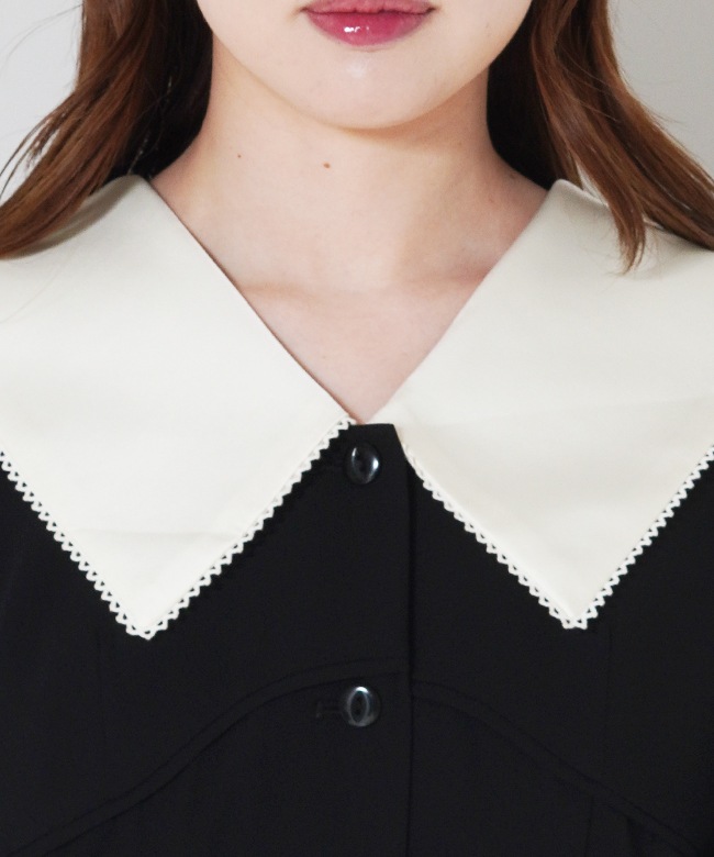 contrast collar set up dress