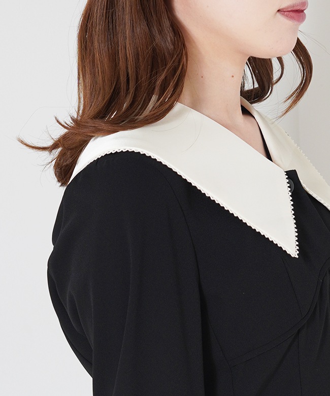 contrast collar set up dress