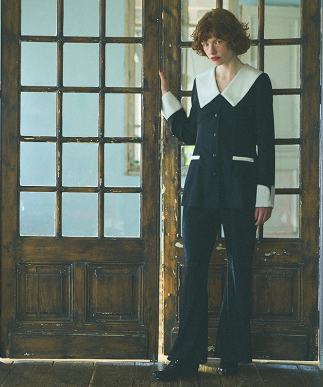 contrast collar set up dress