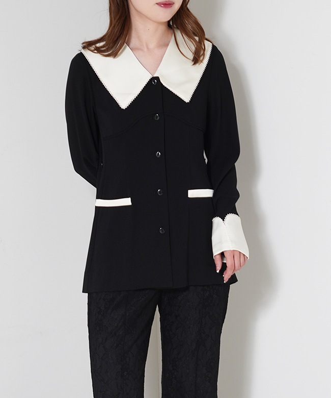 contrast collar set up dress